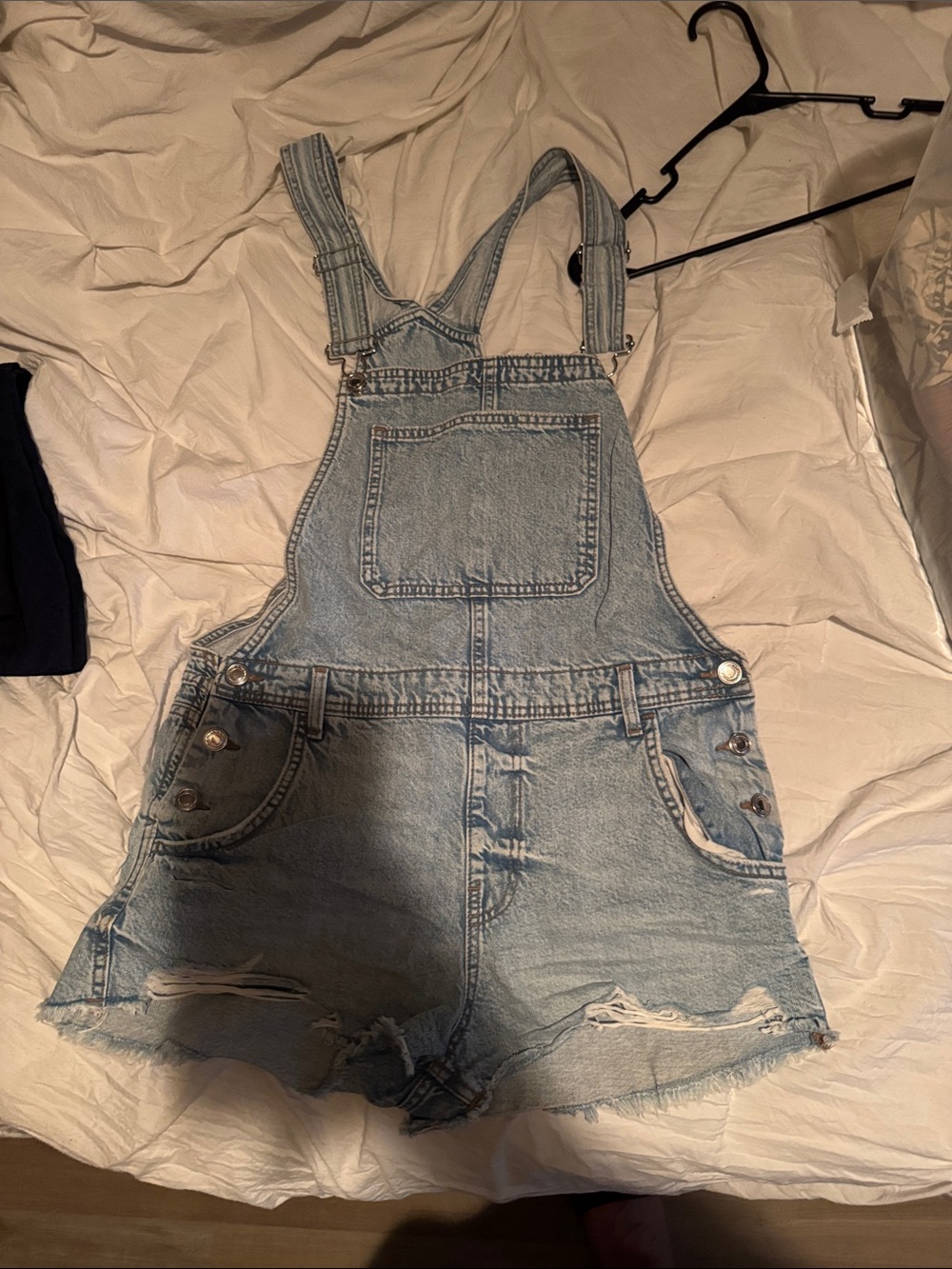 Pull&Bear Light Blue Denim Short Overalls